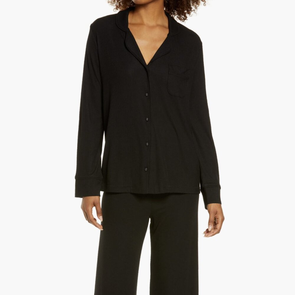 Skims Soft Lounge Rib Sleep Pajama Shirt M